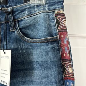 Judy Blue Dark Blue Jeans with Red Aztec Side Panel